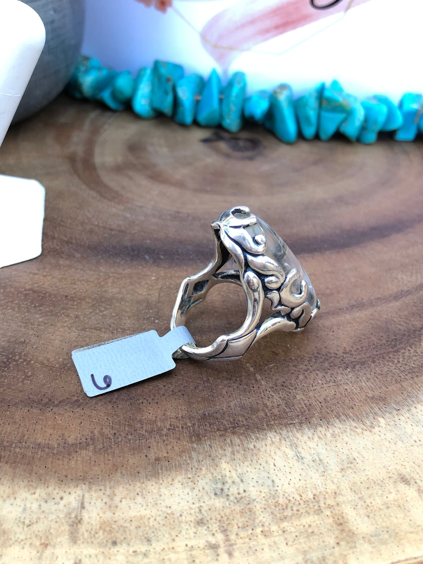Vintage Sterling Silver Translucent Agate Ring