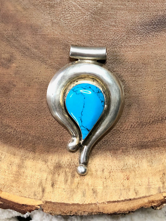 Vintage Sterling Silver Turquoise Pendant