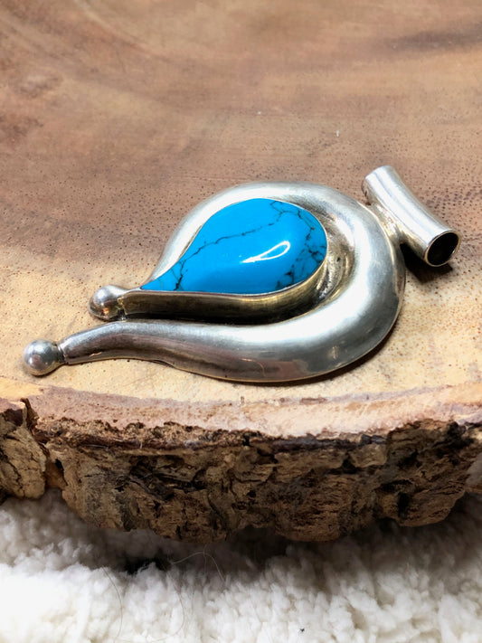 Vintage Sterling Silver Turquoise Pendant