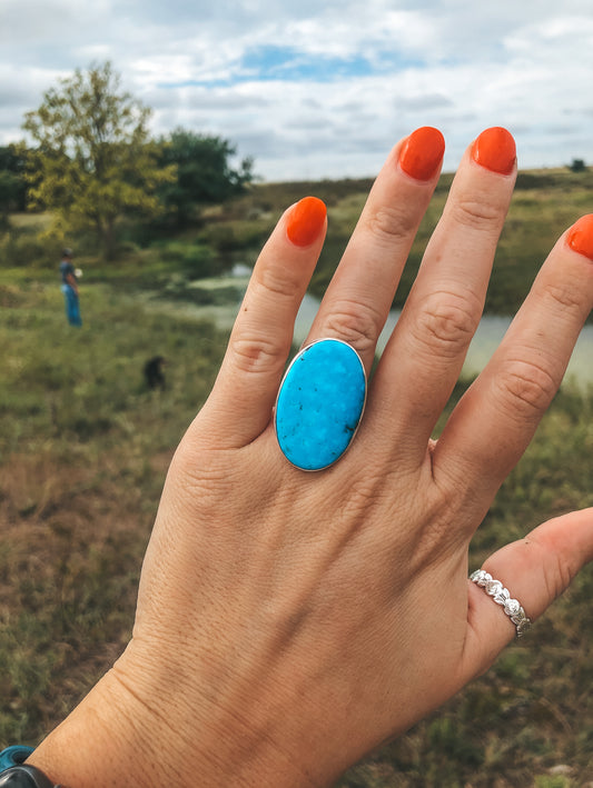 New Sterling Oval Turquoise Ring