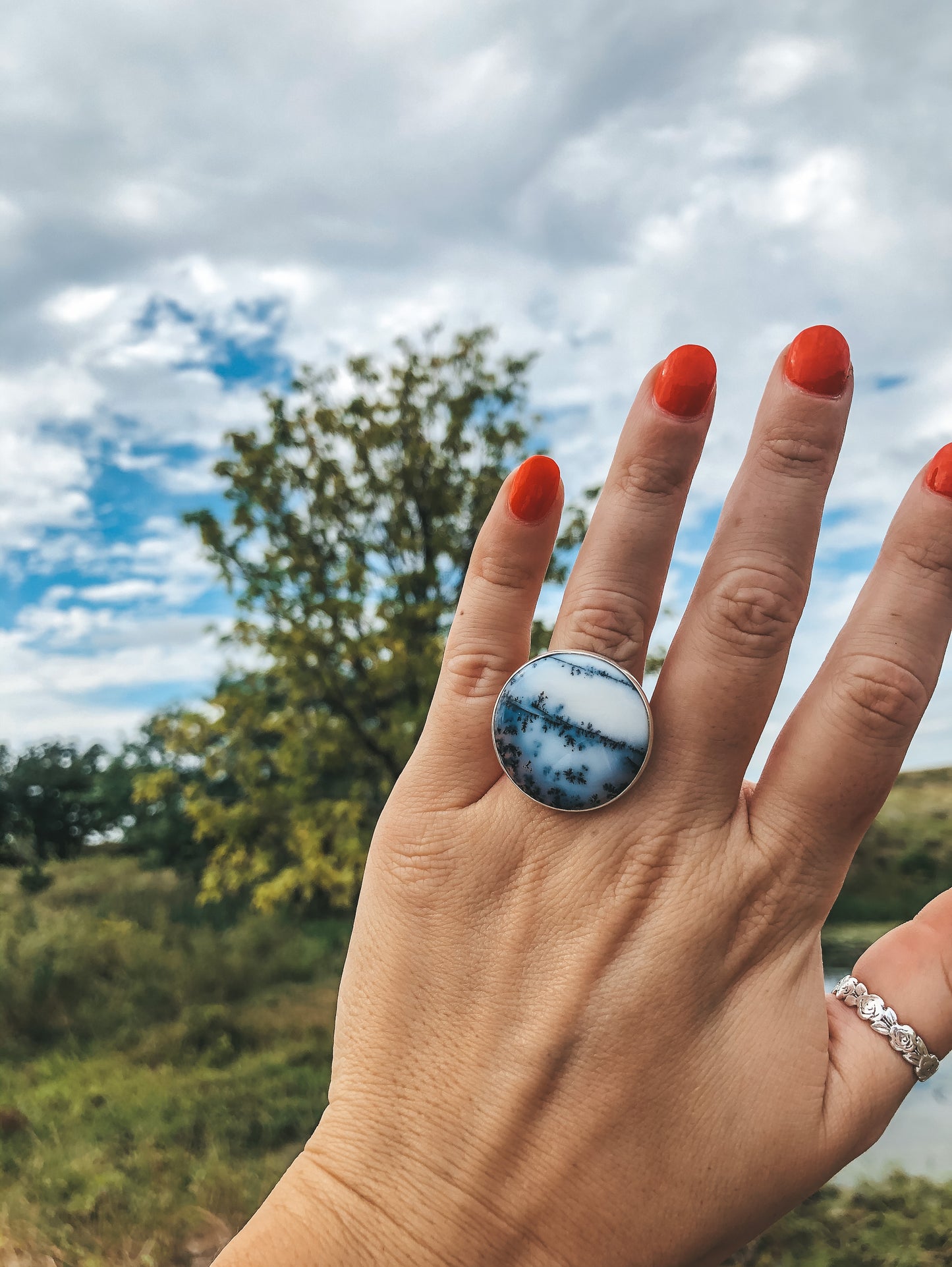 New Dreamy Agate Adjustable Ring