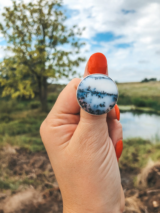 New Dreamy Agate Adjustable Ring