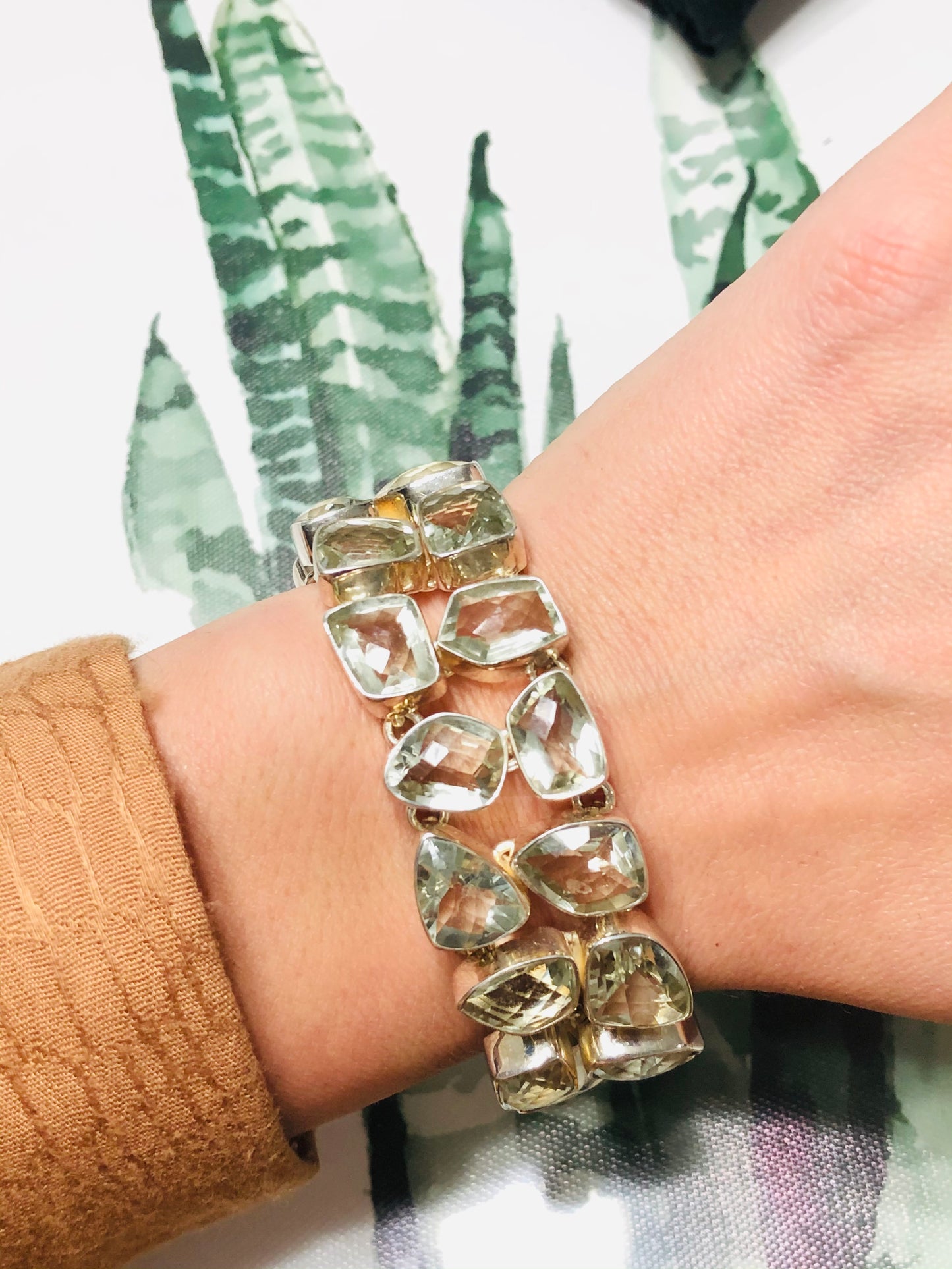 Sterling Silver Natural Lemon Quartz Adjustable Bracelet