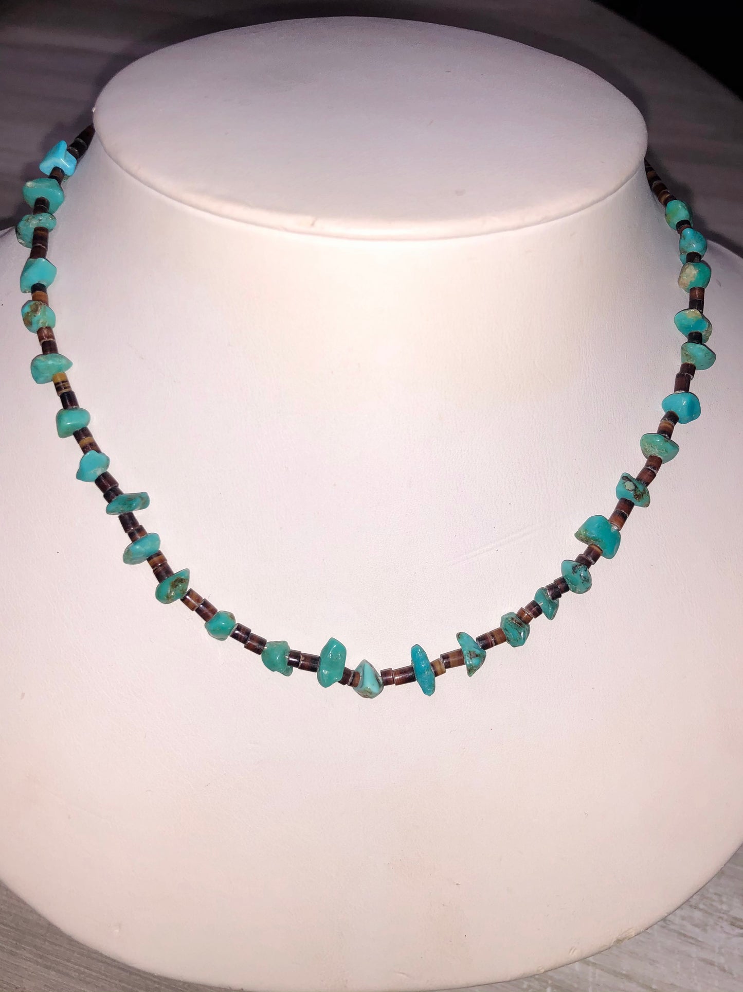 Sterling Raw Turquoise + Heishi Bead Necklace
