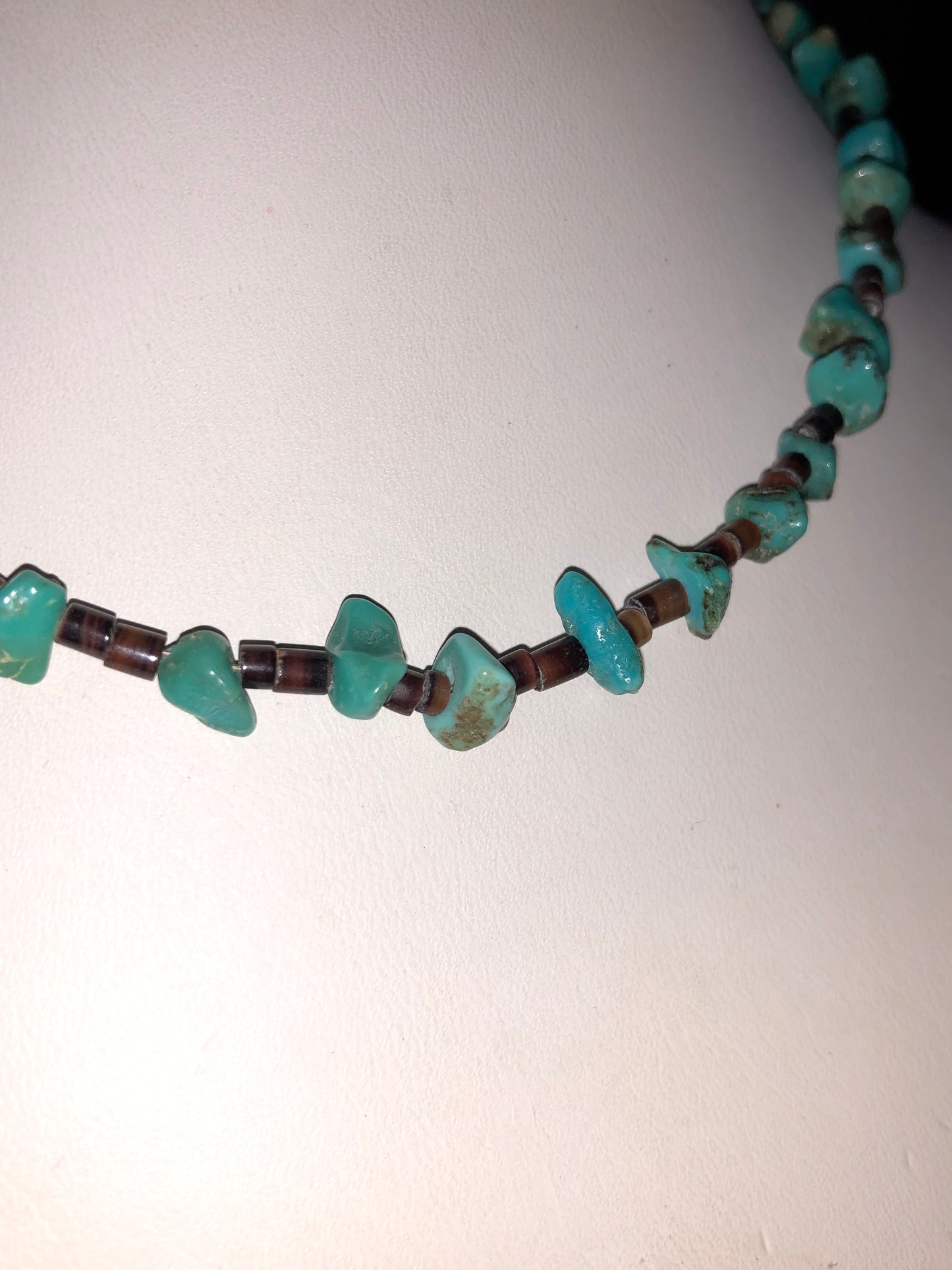 Sterling Raw Turquoise + Heishi Bead Necklace