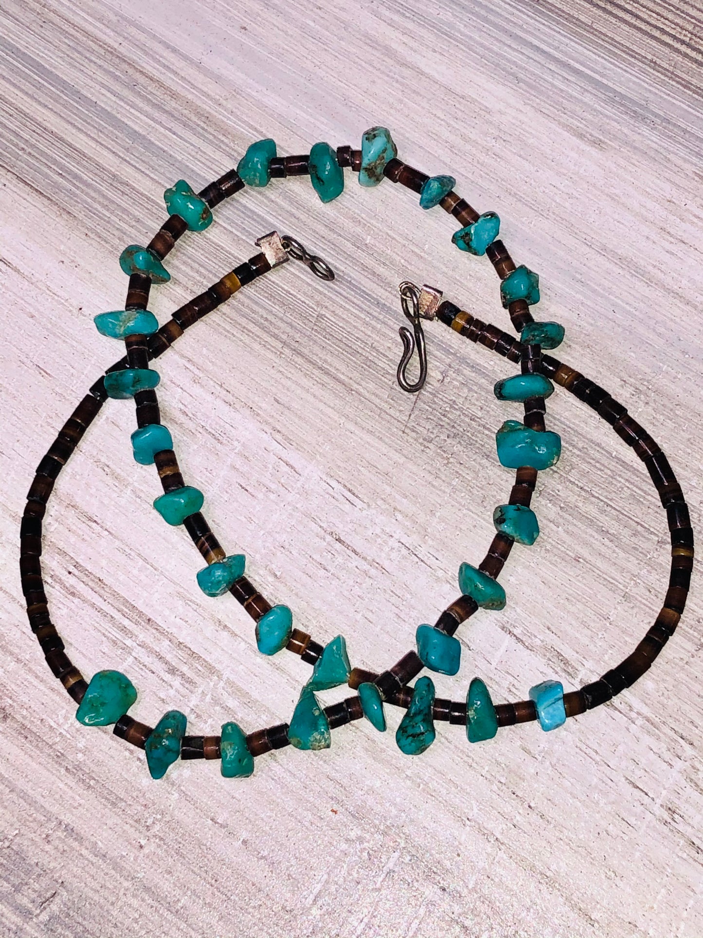Sterling Raw Turquoise + Heishi Bead Necklace