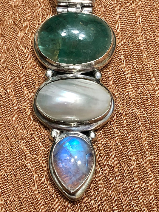 Large Sterling Multi-Stone Pendant and Enhancer
