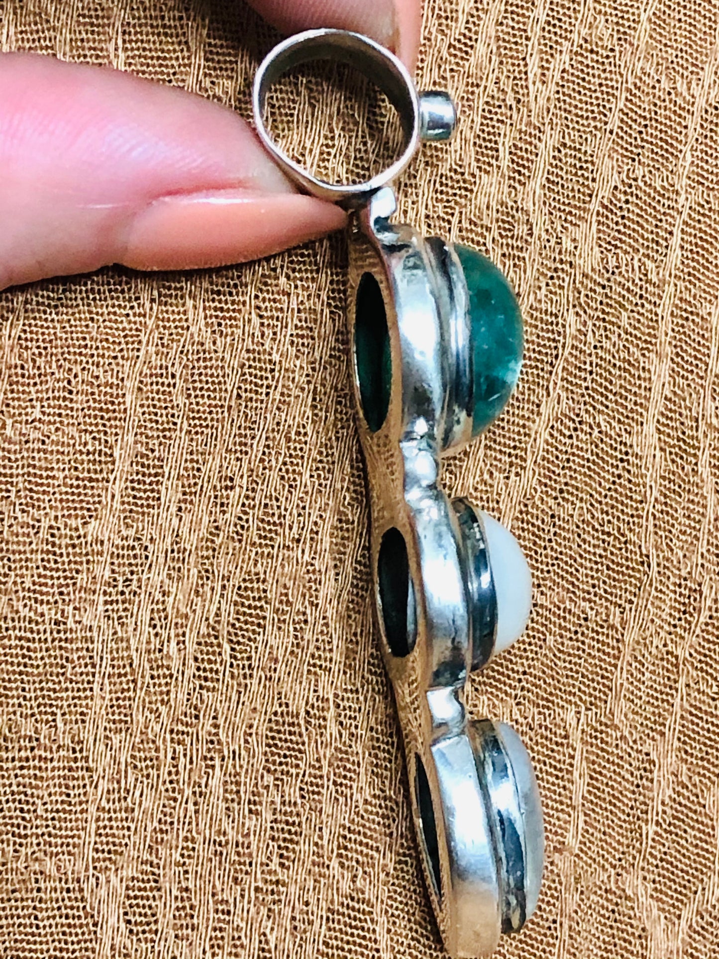Large Sterling Multi-Stone Pendant and Enhancer