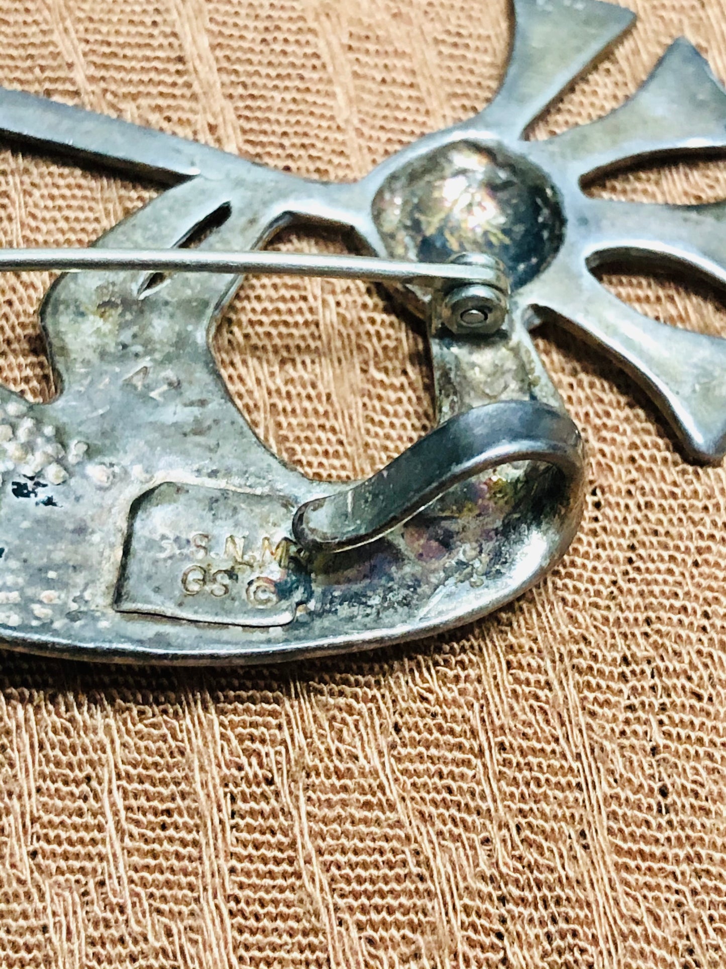 Old Vintage Sterling Silver Malachite Kokopelli Pin and Pendant