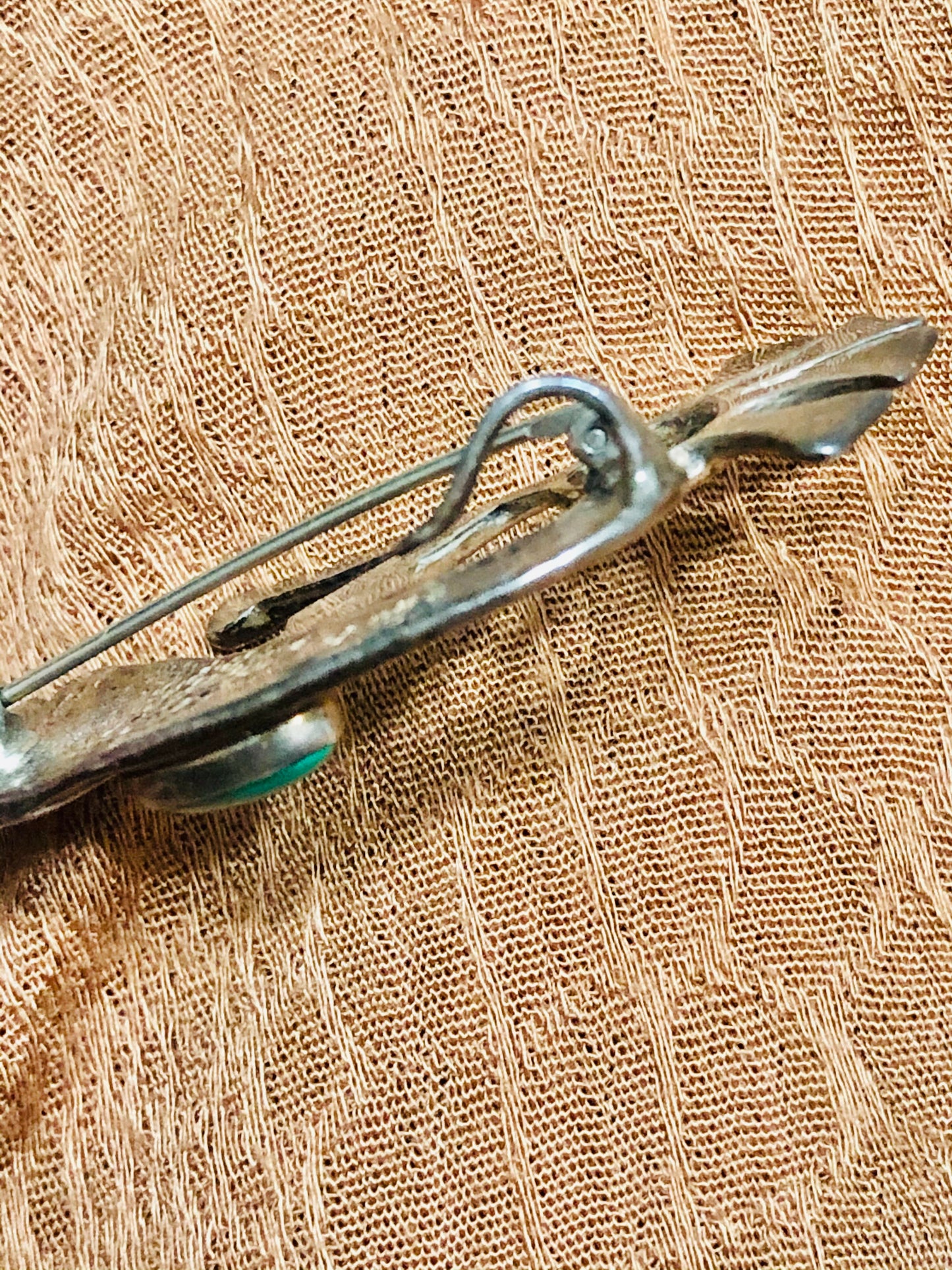 Old Vintage Sterling Silver Malachite Kokopelli Pin and Pendant