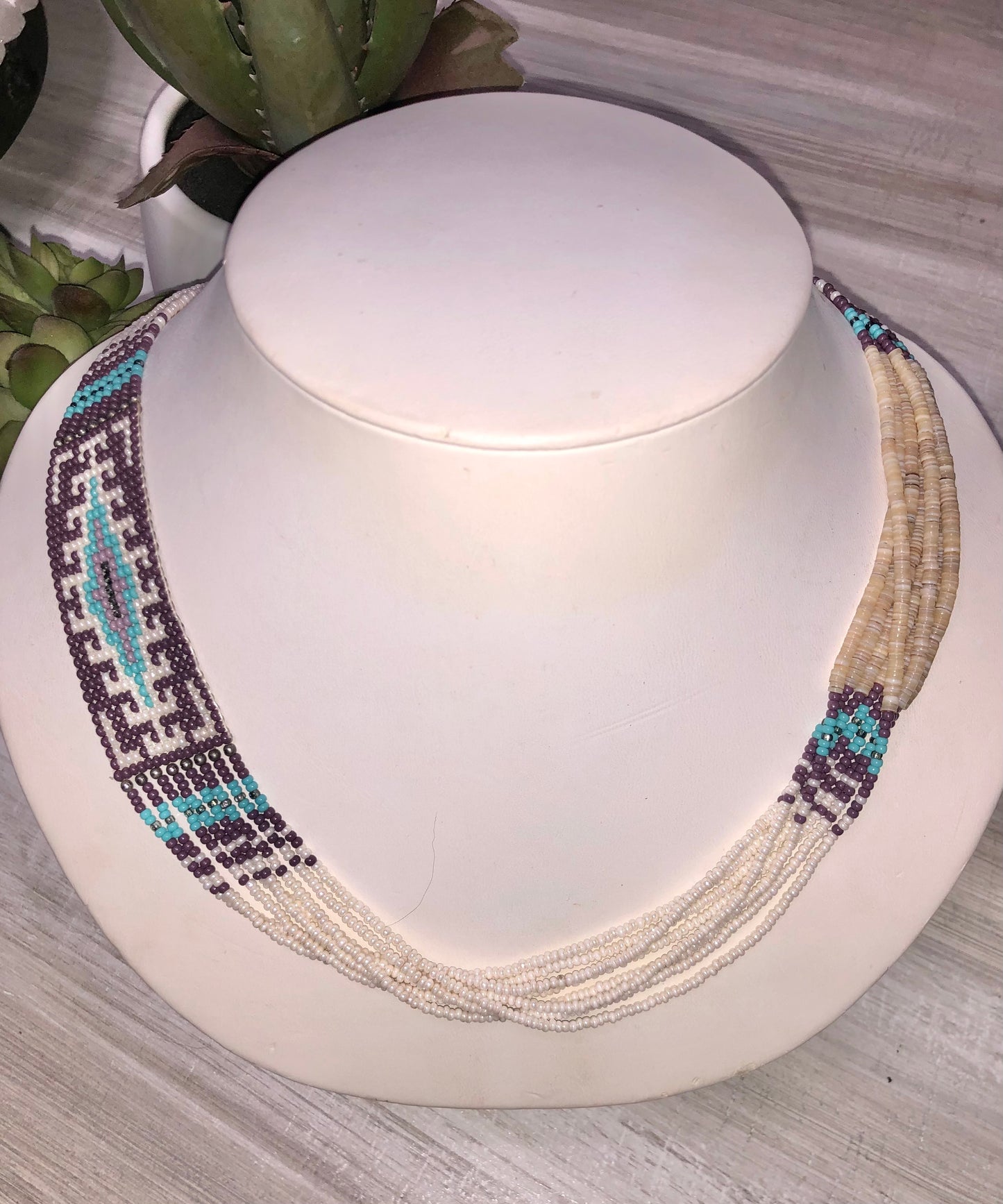 Native American Handmade Heishi + Beaded Necklace
