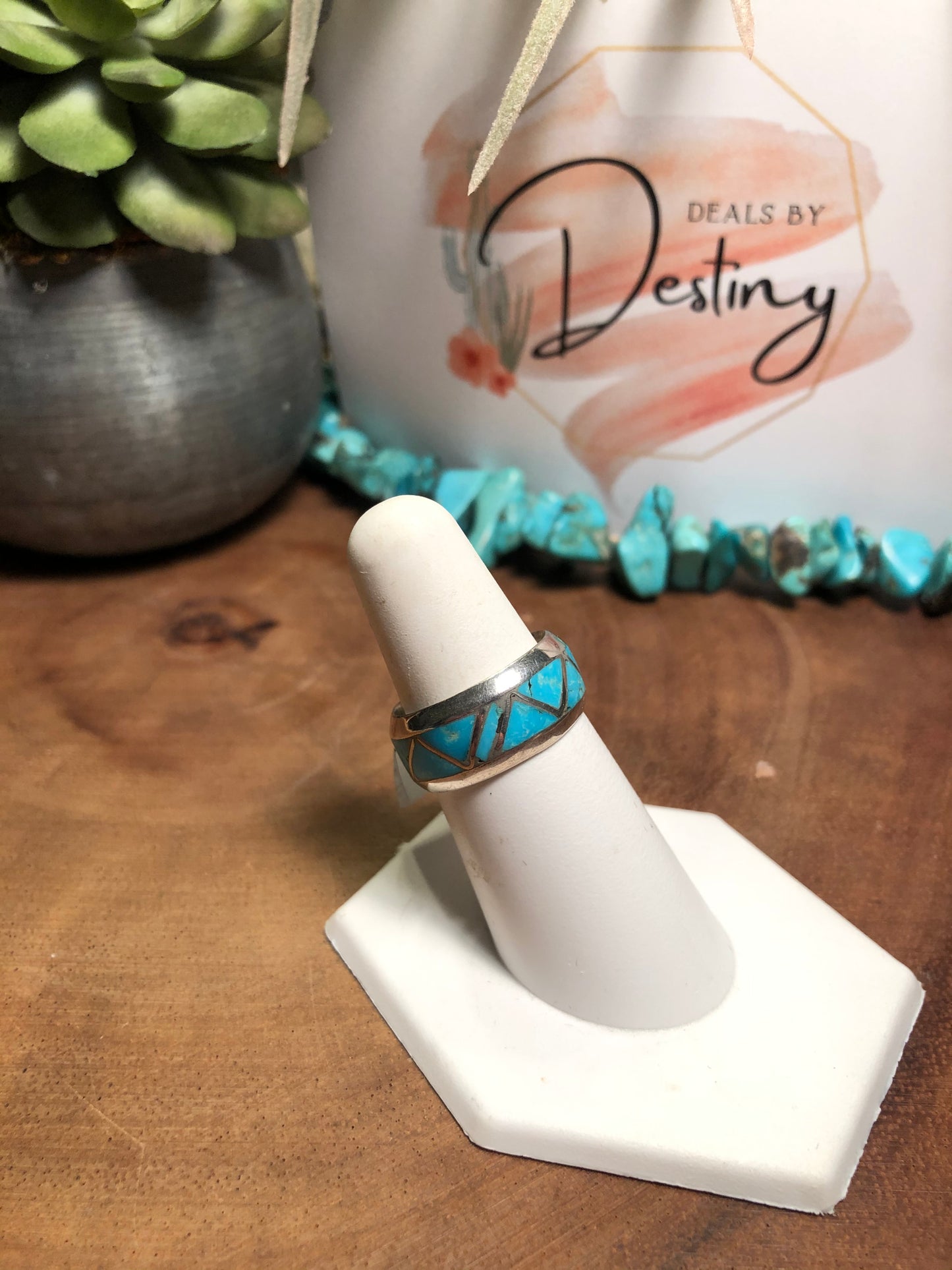 Vintage Sterling Turquoise Eternity Ring