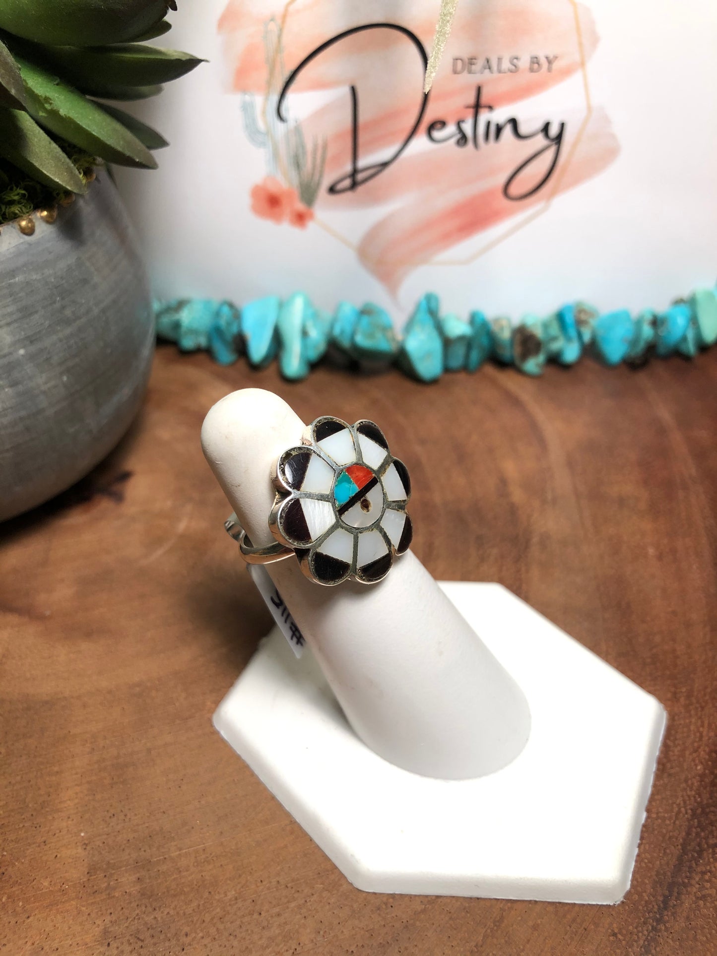Vintage Sterling Silver Zuni Sun Face Ring