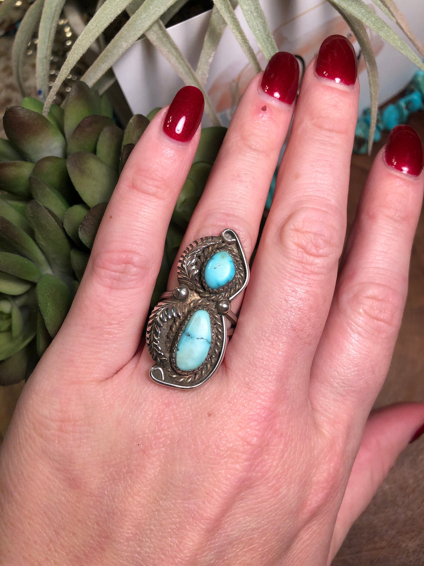 Vintage Sterling Silver Turquoise Signed Ring