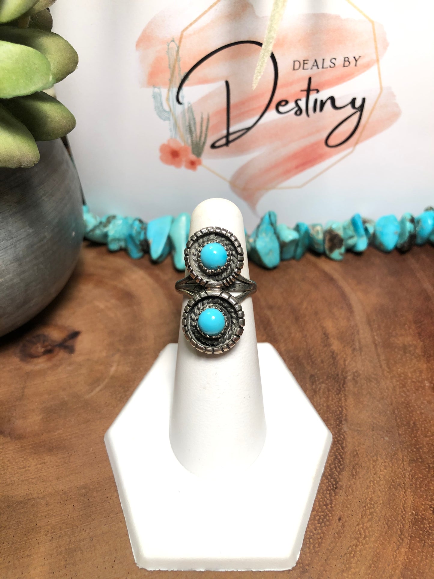 Vintage Sterling Silver Sleeping Beauty Turquoise Ring