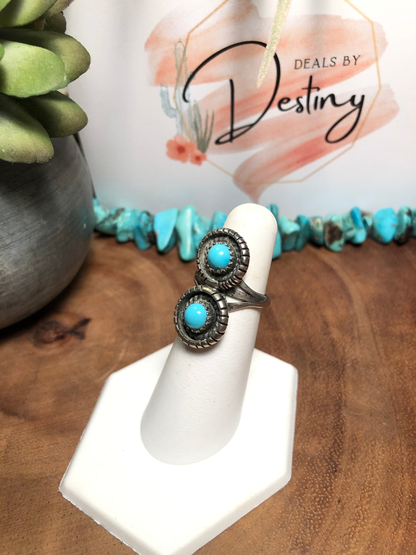 Vintage Sterling Silver Sleeping Beauty Turquoise Ring