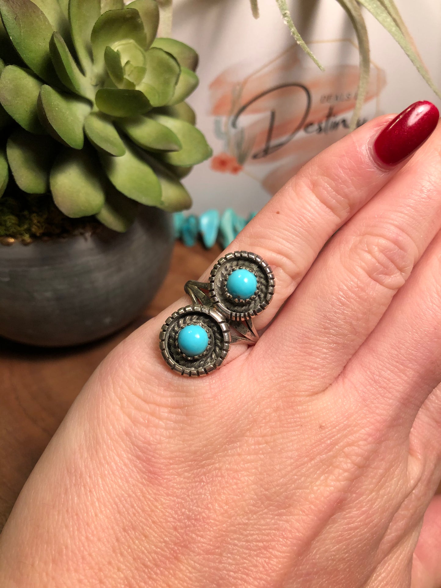 Vintage Sterling Silver Sleeping Beauty Turquoise Ring