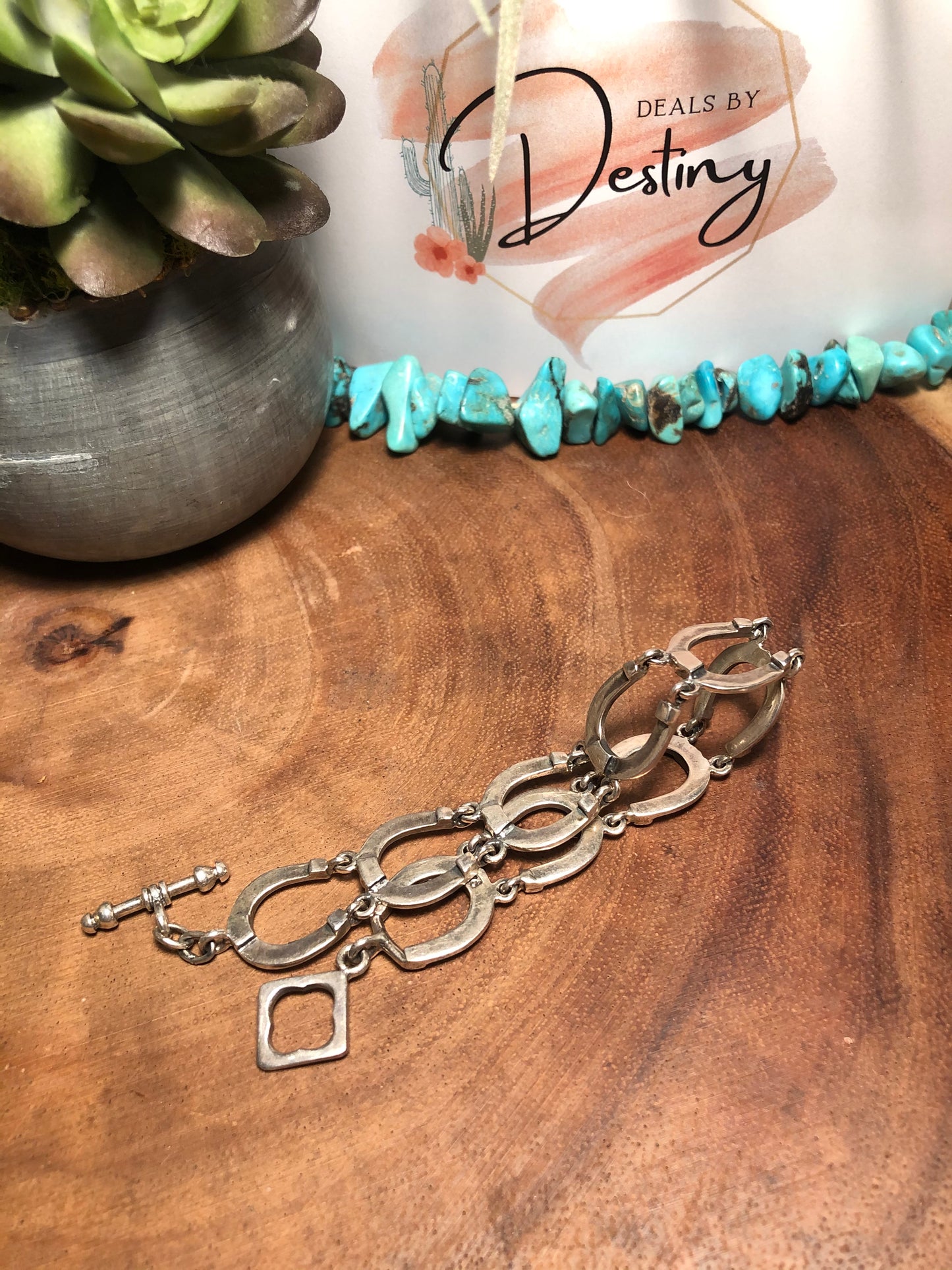 Vintage Sterling Silver Horseshoe Link Bracelet