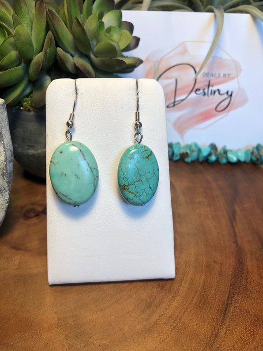 Turquoise Slab Dangle Earrings