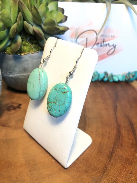 Turquoise Slab Dangle Earrings