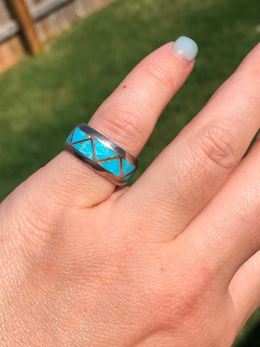 Vintage Sterling Turquoise Eternity Ring