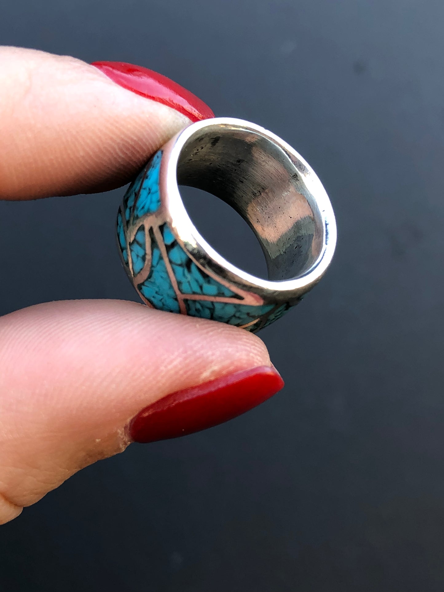 Sterling Turquoise Eternity Wide Ring