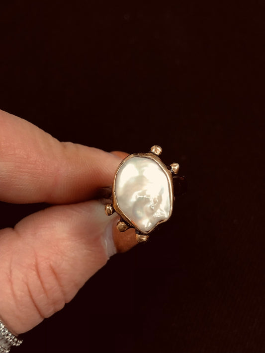 Sterling Mother of Pearl Ring