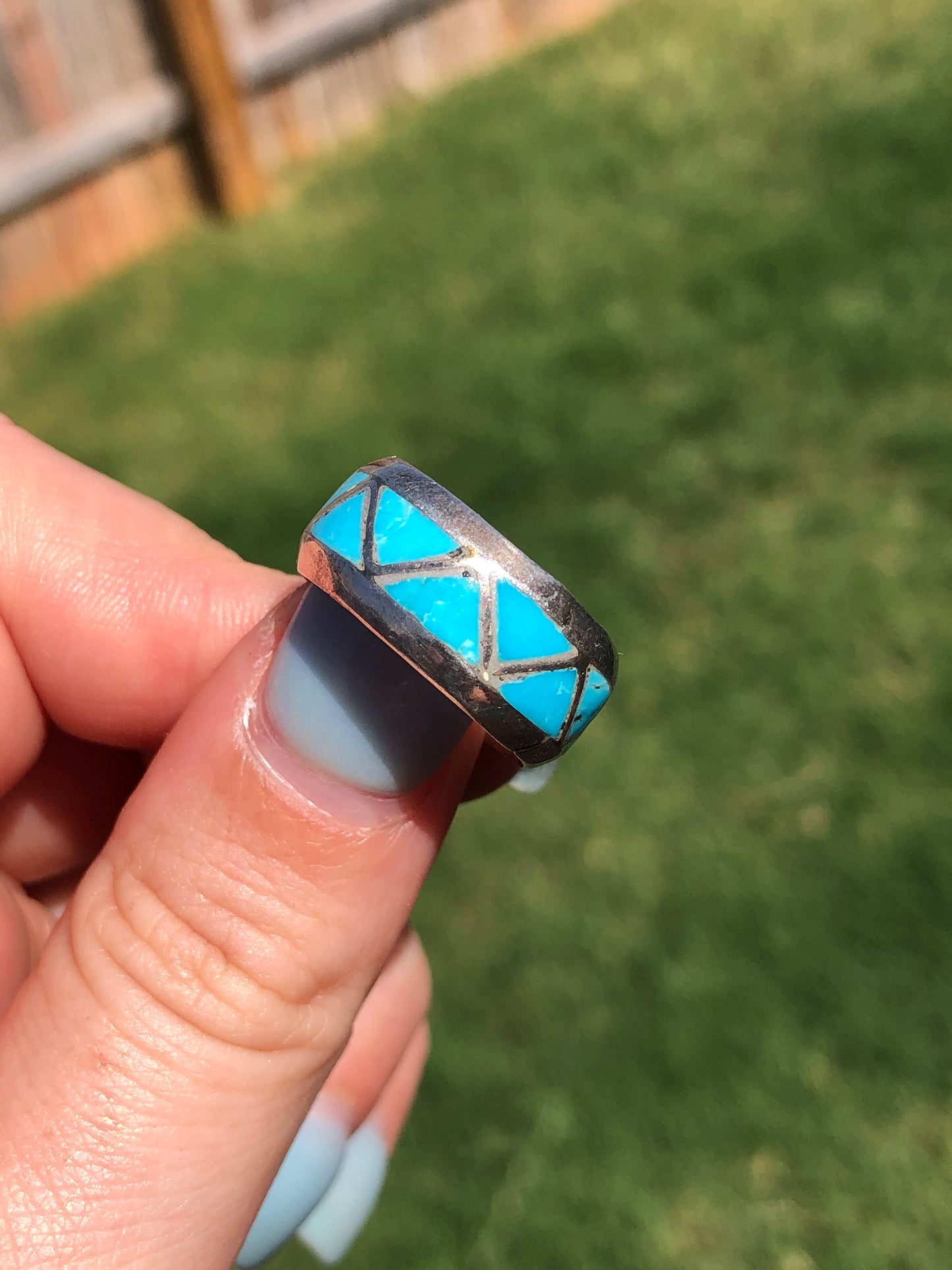 Vintage Sterling Turquoise Eternity Ring