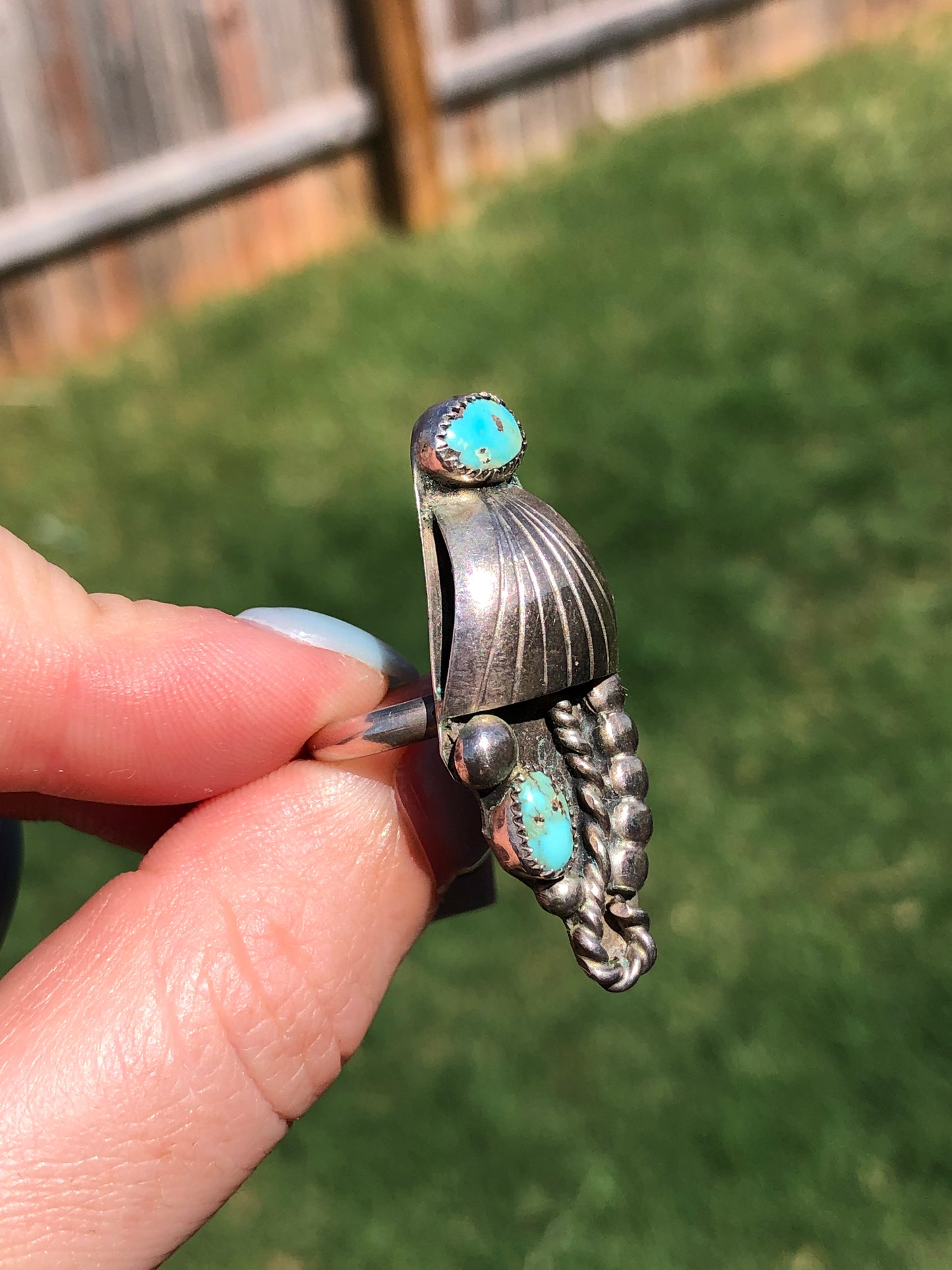 Vintage Handmade Sterling Silver Turquoise Navajo Ring