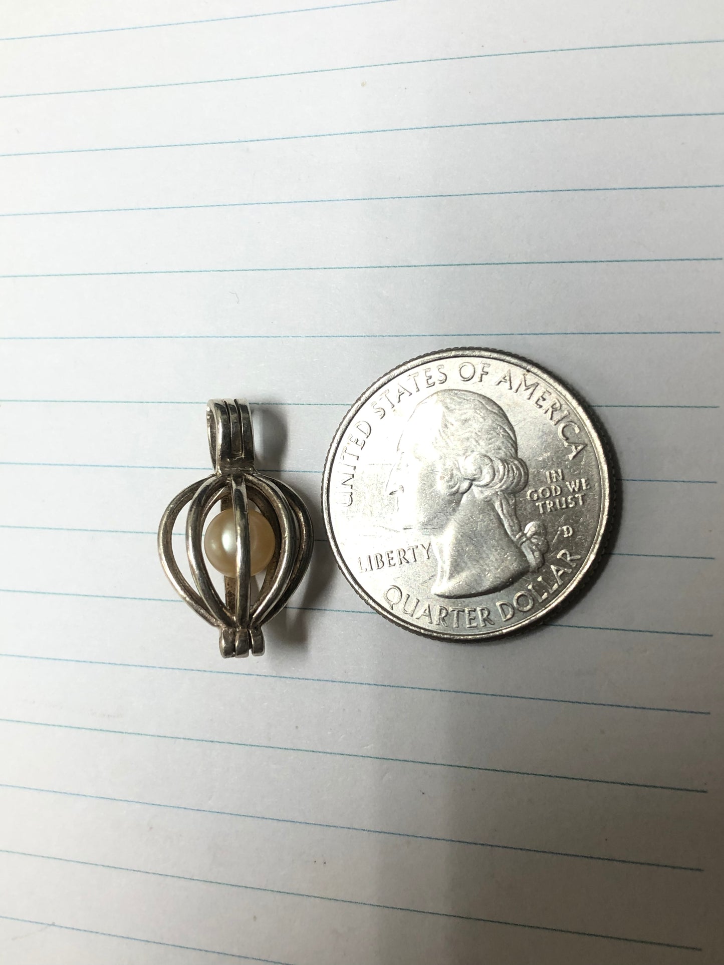 Sterling Pearl Cage Charm