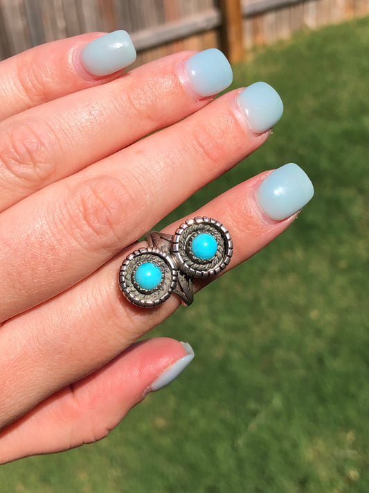 Vintage Sterling Silver Sleeping Beauty Turquoise Ring