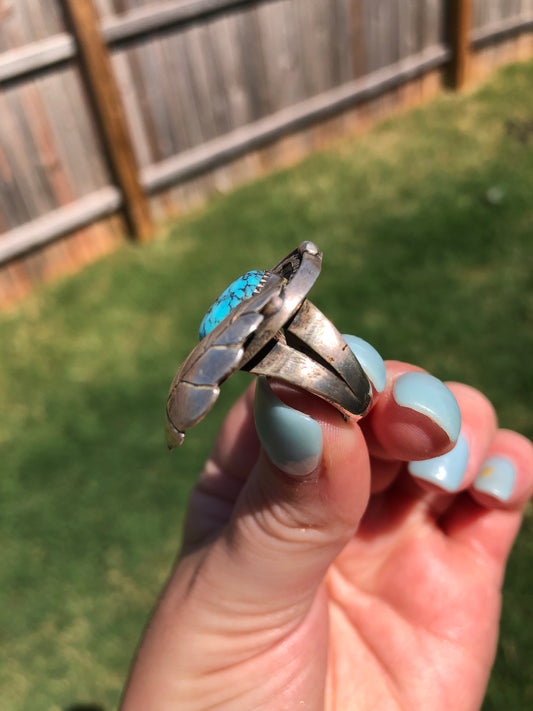 Large Vintage Sterling Silver Turquoise Ring