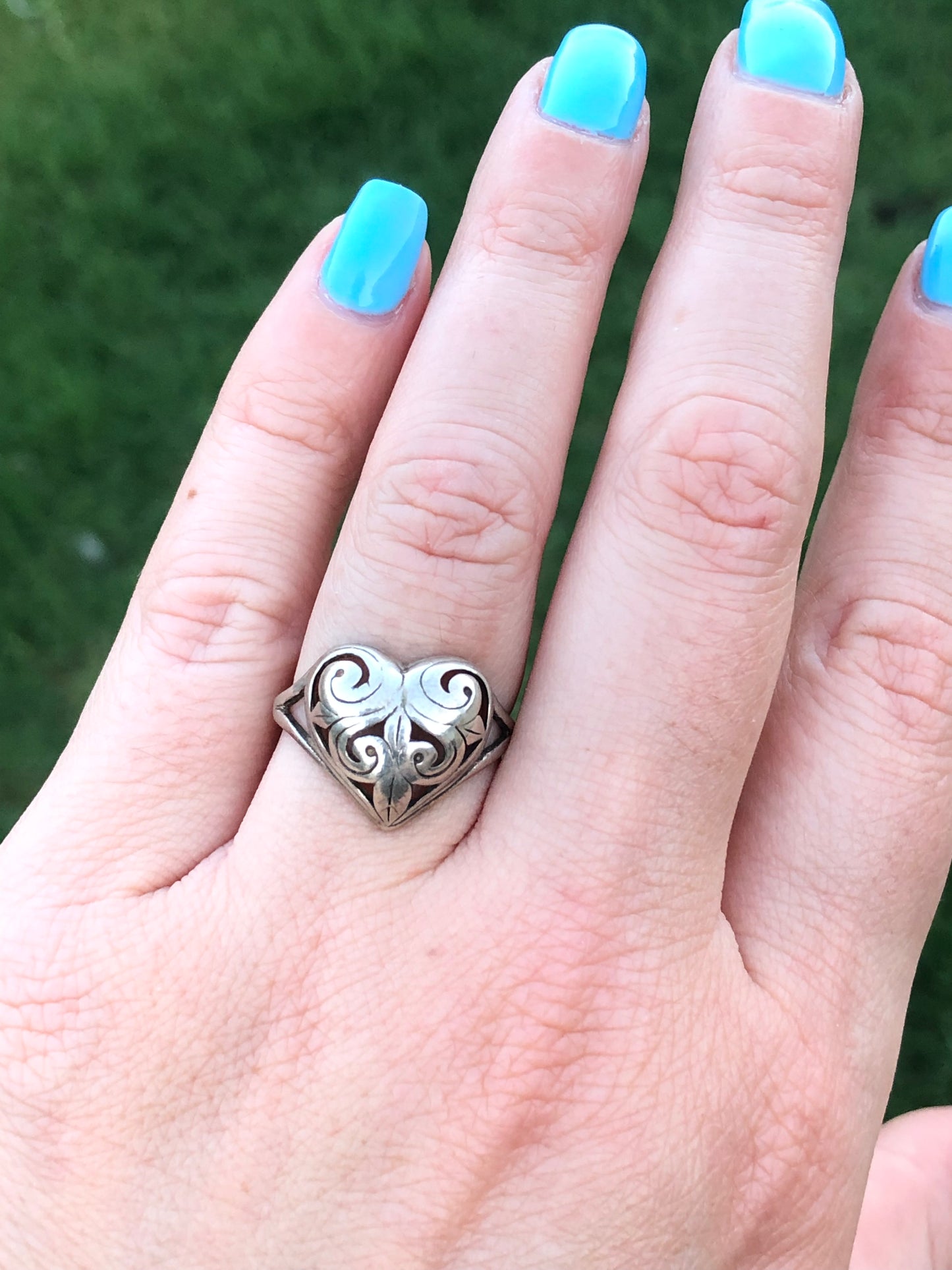 Filigree Heart Sterling Ring