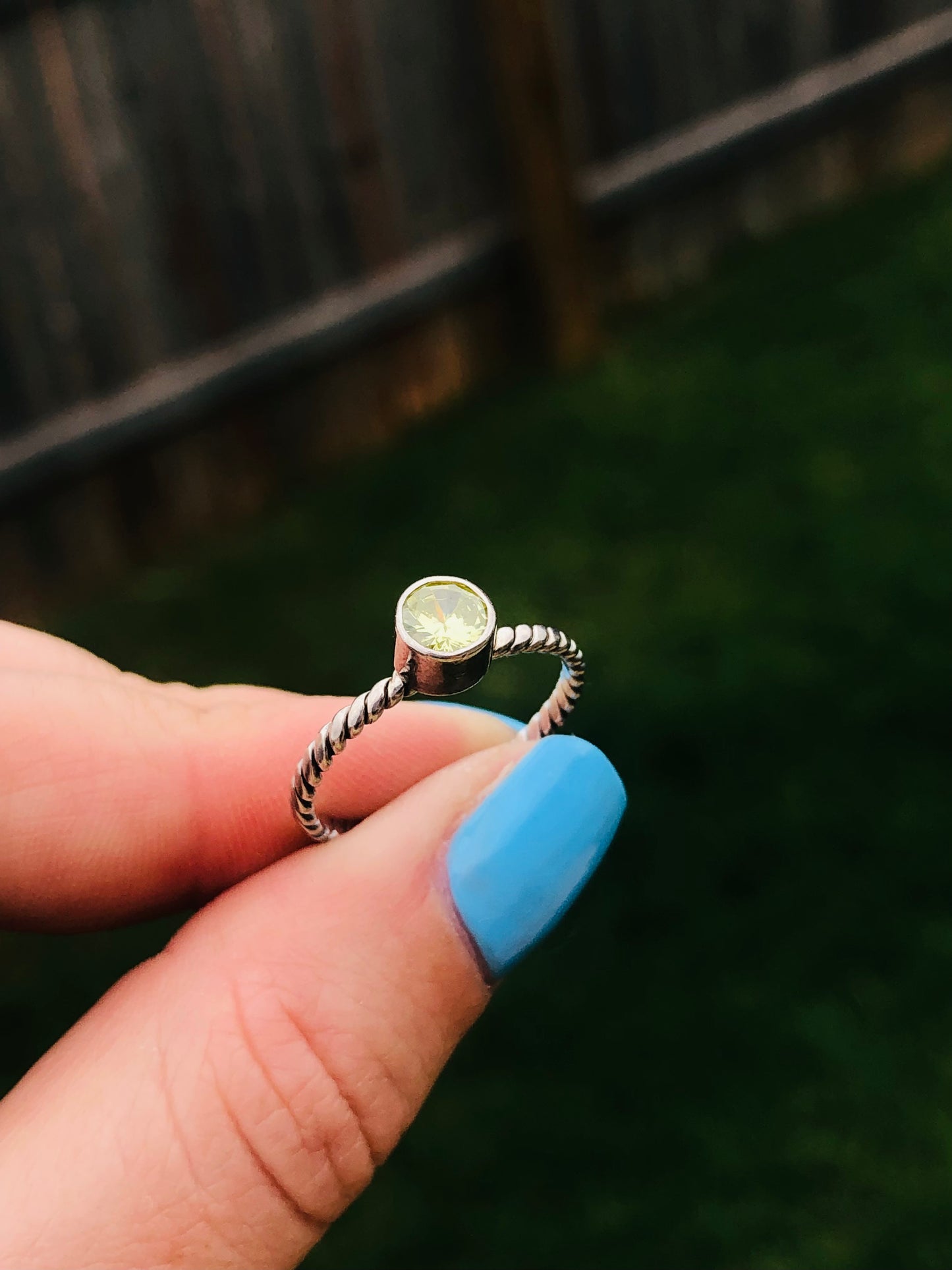 Sterling Yellow Quartz Rope Band Ring