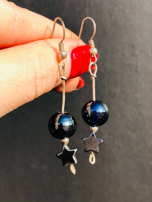 Silver Glass Star Earrings