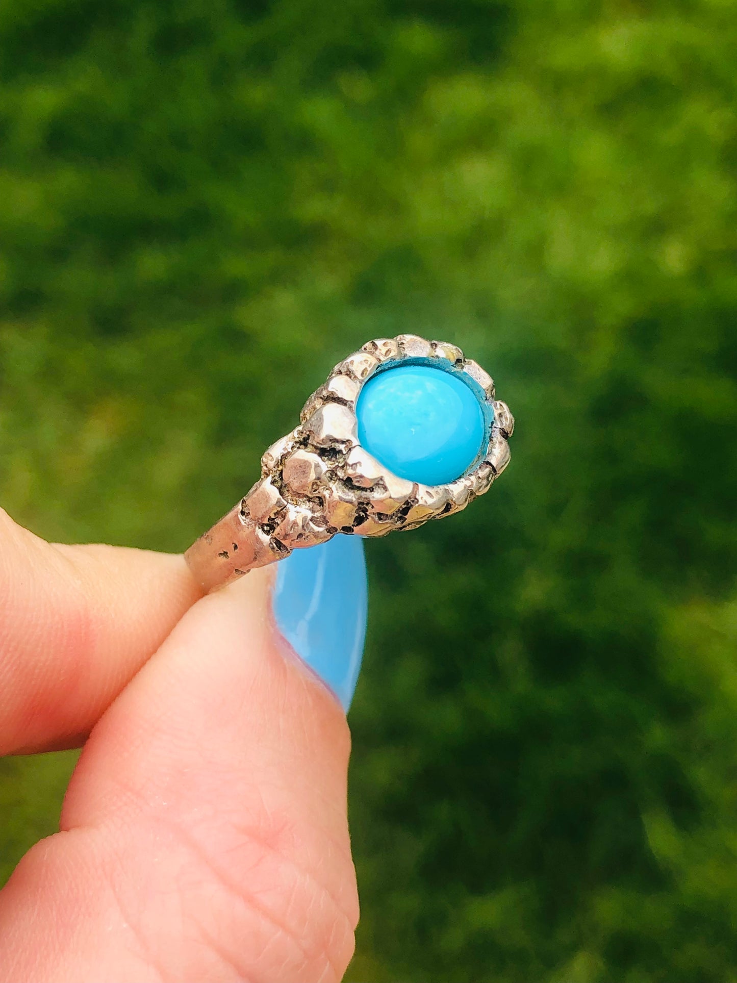Sleeping Beauty Silver Nugget Ring