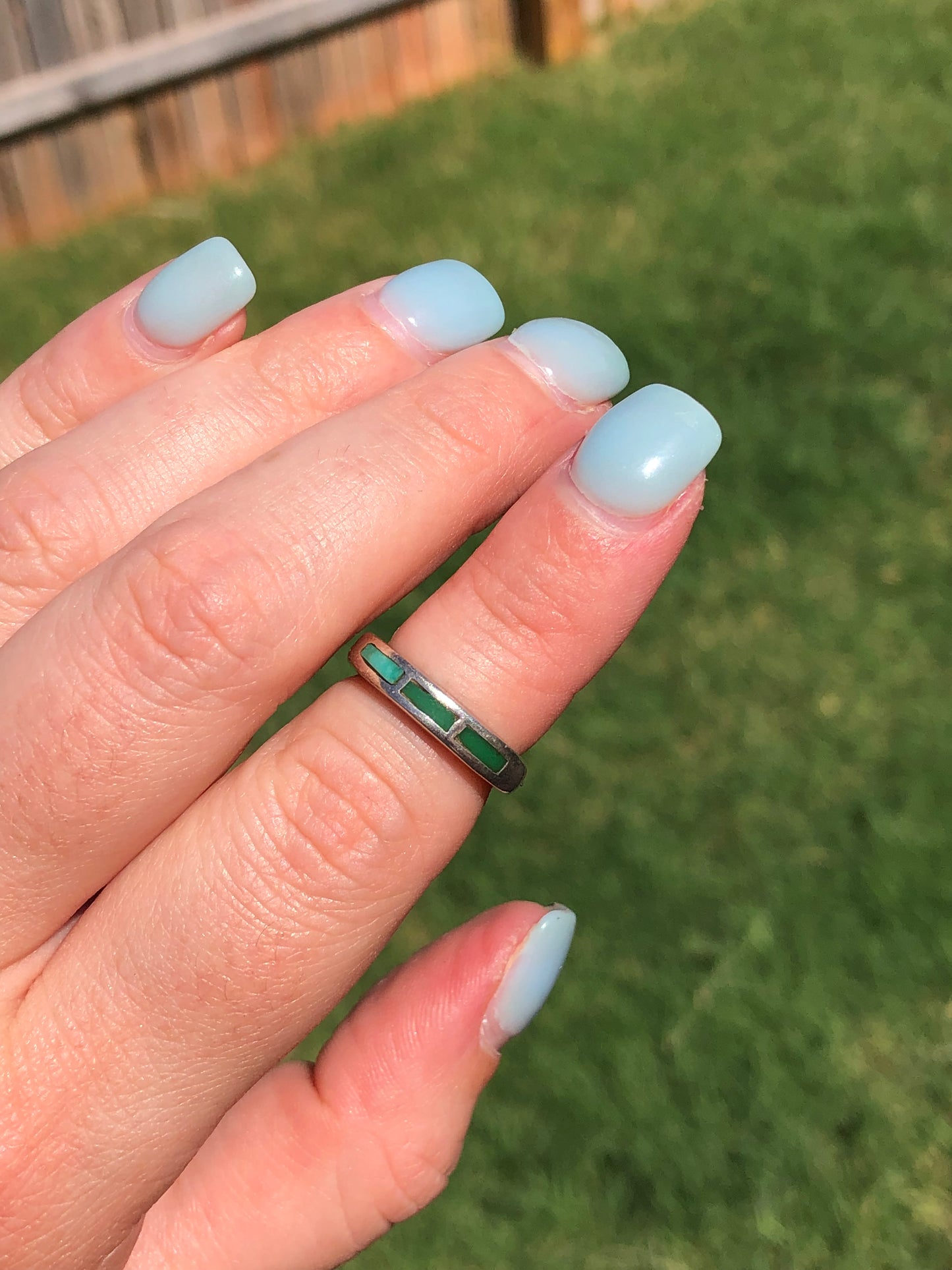Vintage Sterling Silver Turquoise Inlay Ring