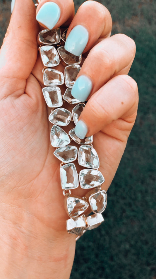 Sterling Silver Natural Lemon Quartz Adjustable Bracelet