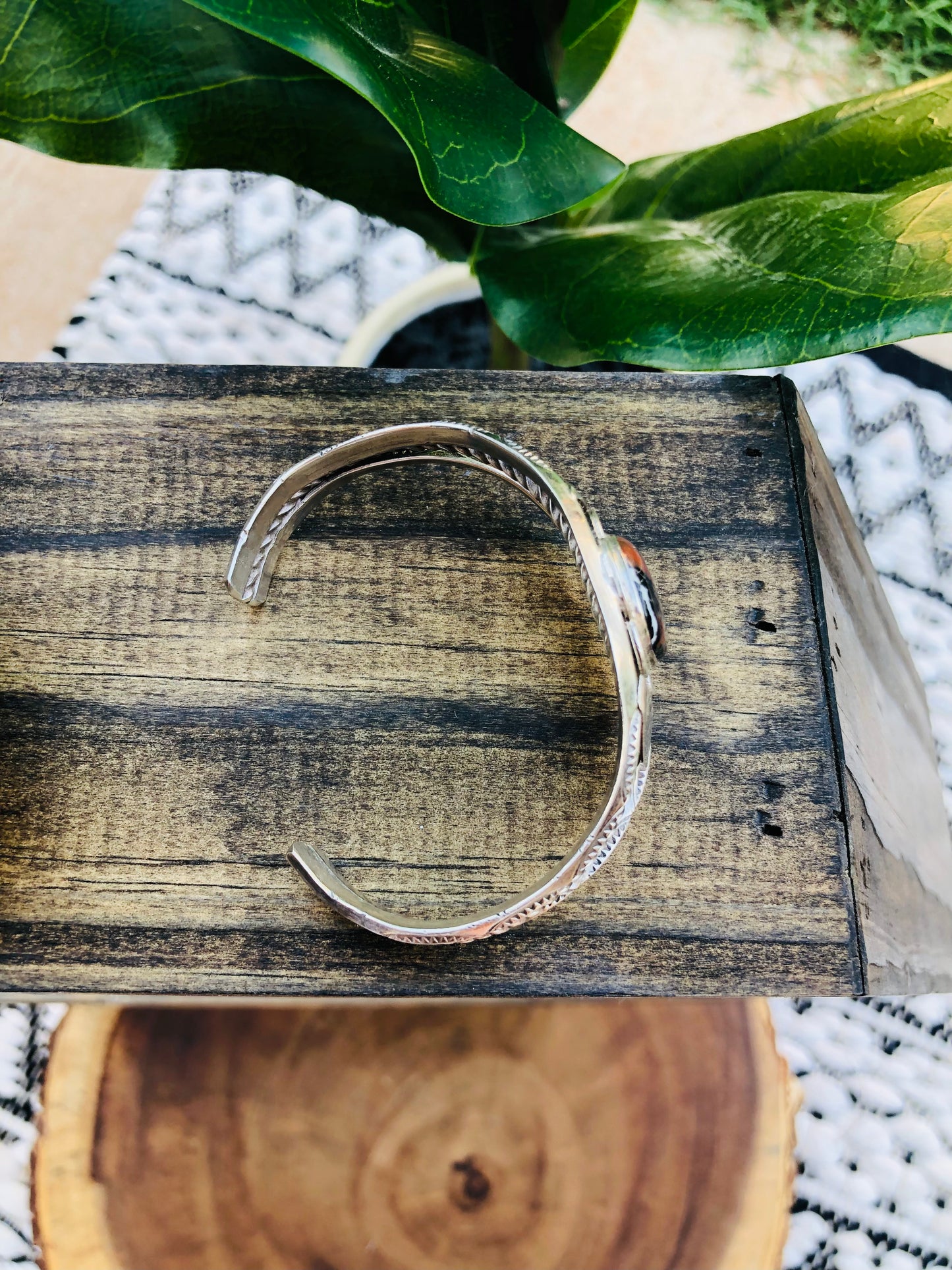 Sterling Silver Agate Bracelet Signed by artist