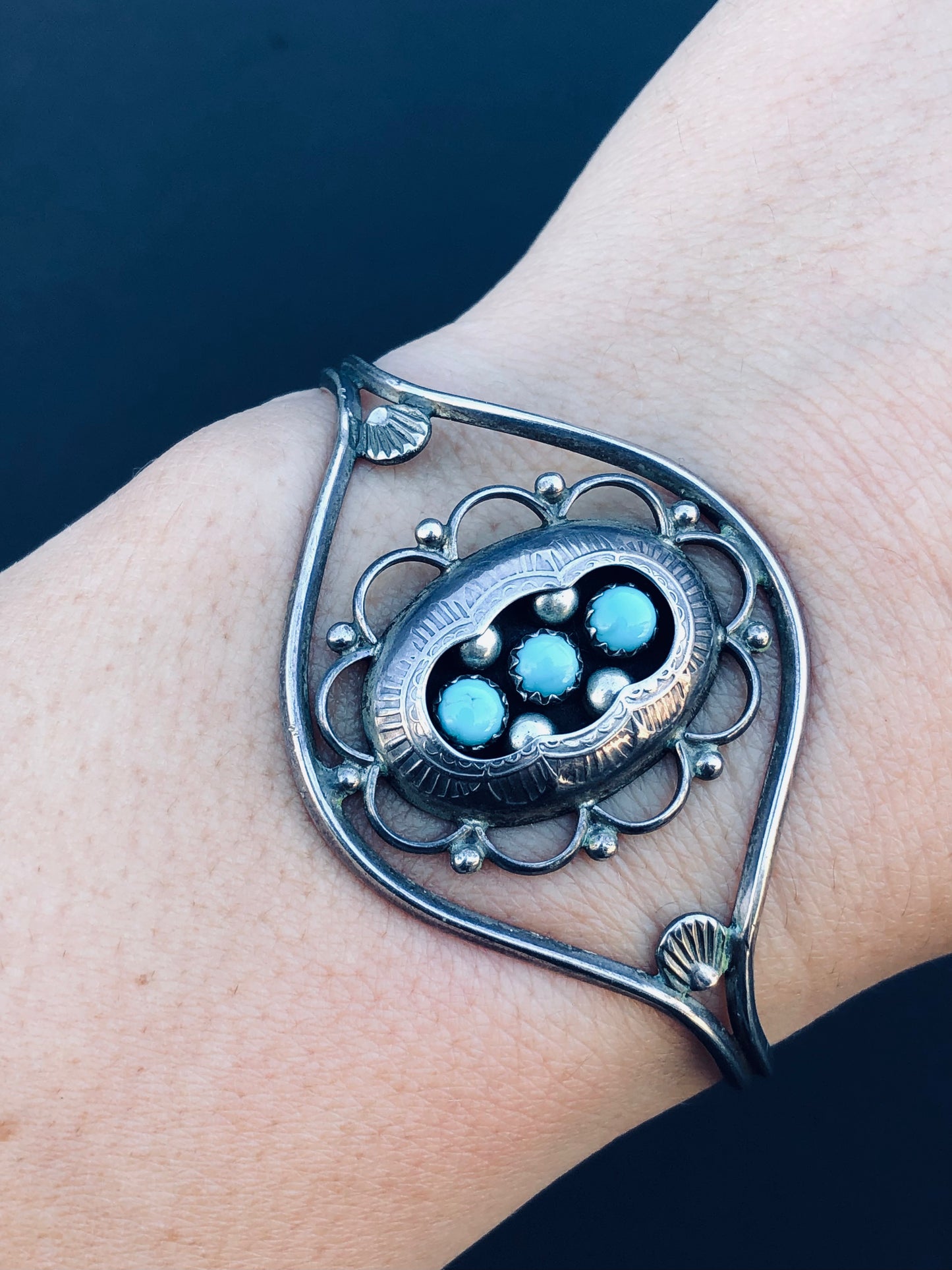 Sterling Sleeping Beauty Turquoise Cuff Bracelet