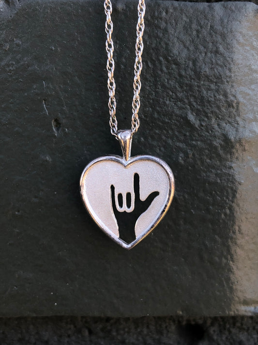 Sterling “I love you” Heart Pendant