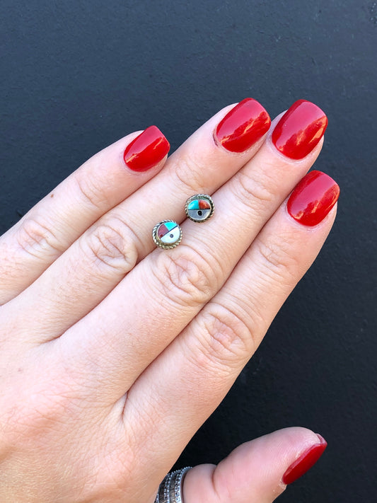 Sterling Native American Zuni Stud Earrings