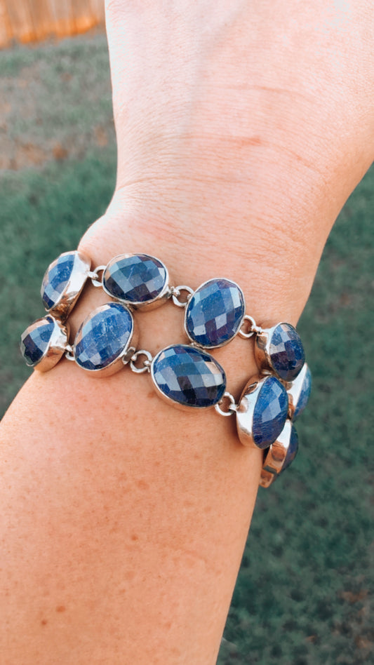 Adjustable Sterling Blue Lapis Bracelet