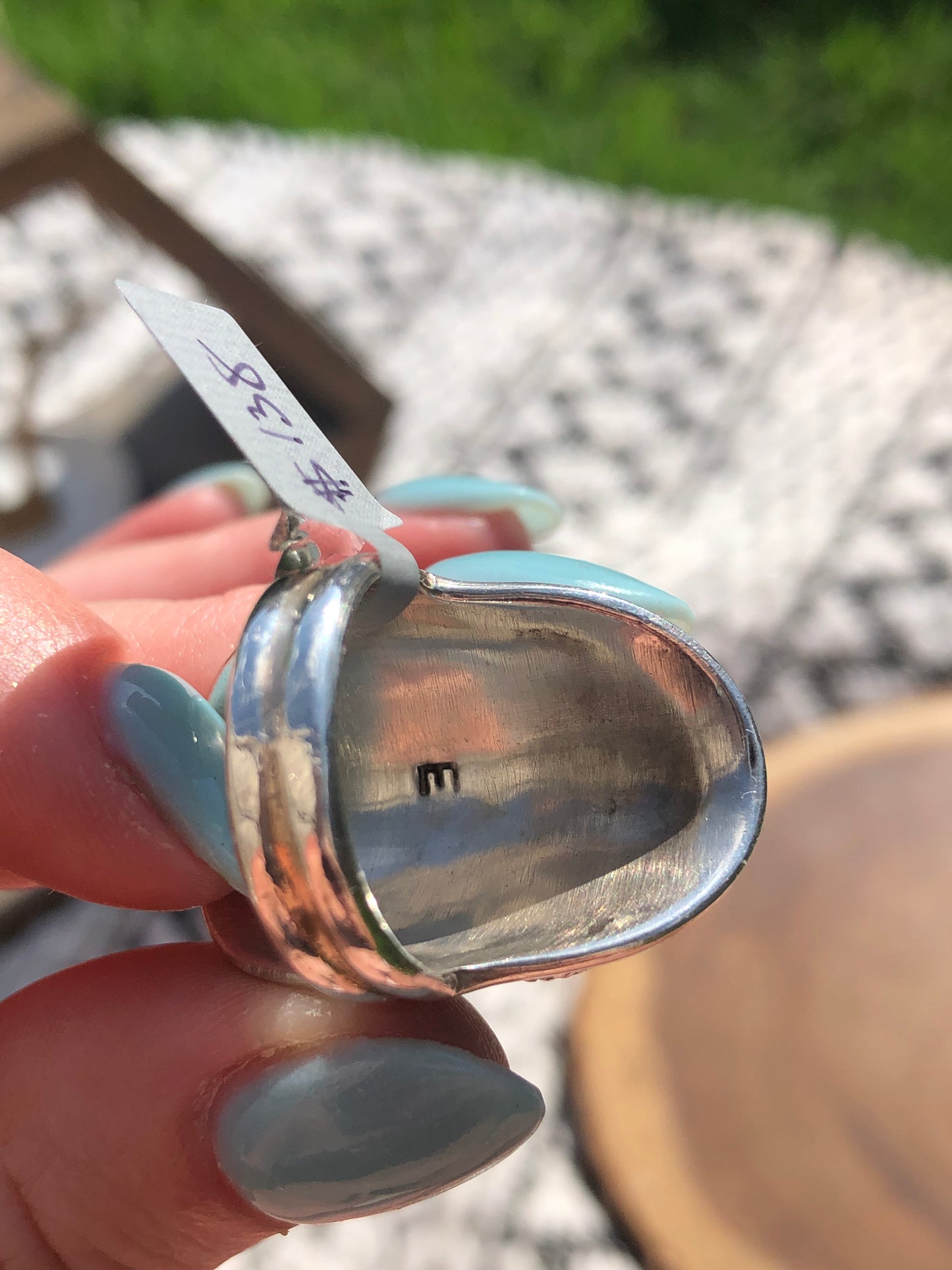 Sterling Silver Pink Mother of Pearl Signed Ring