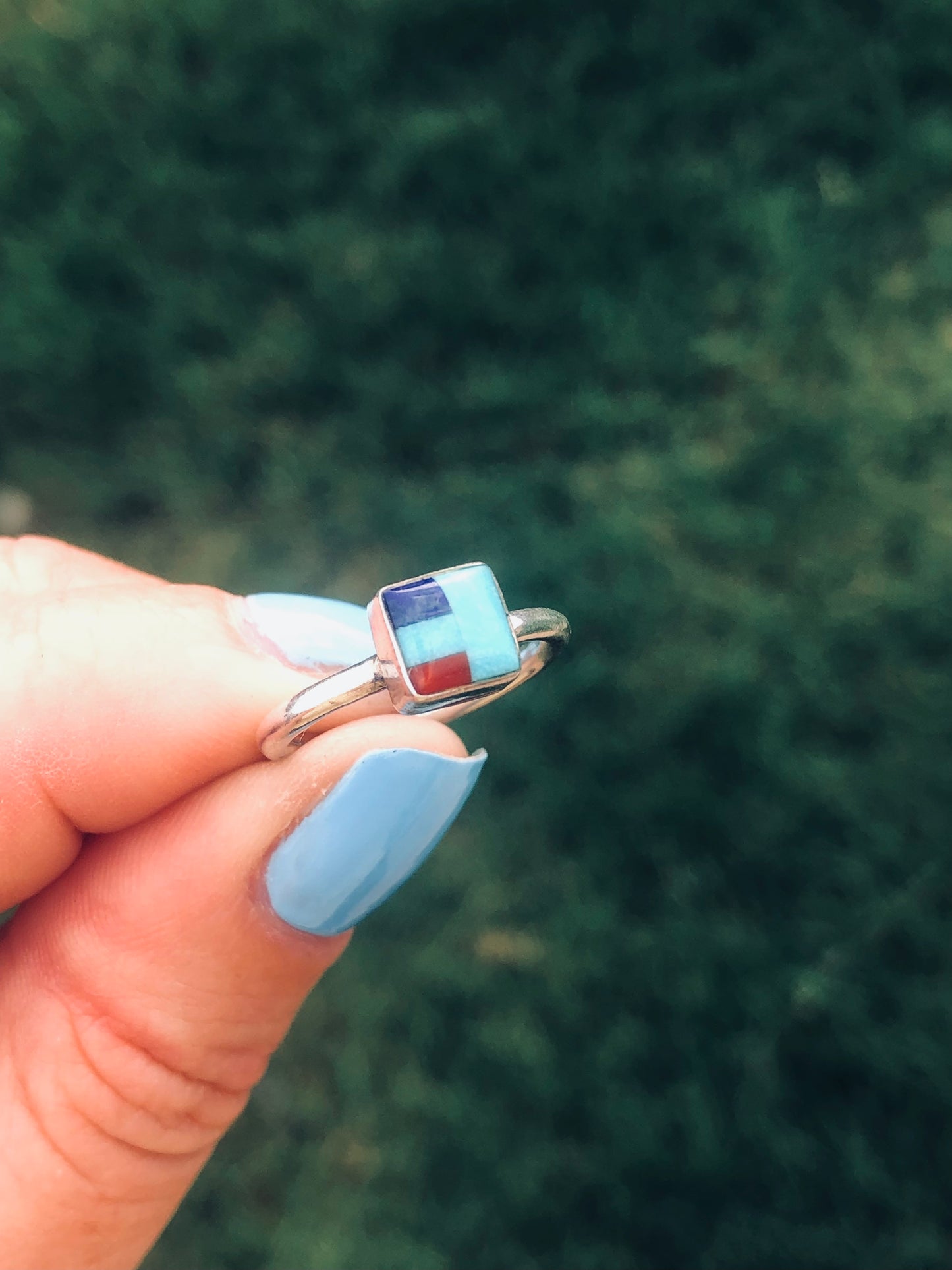 Sterling Silver Inlay Stacker Ring