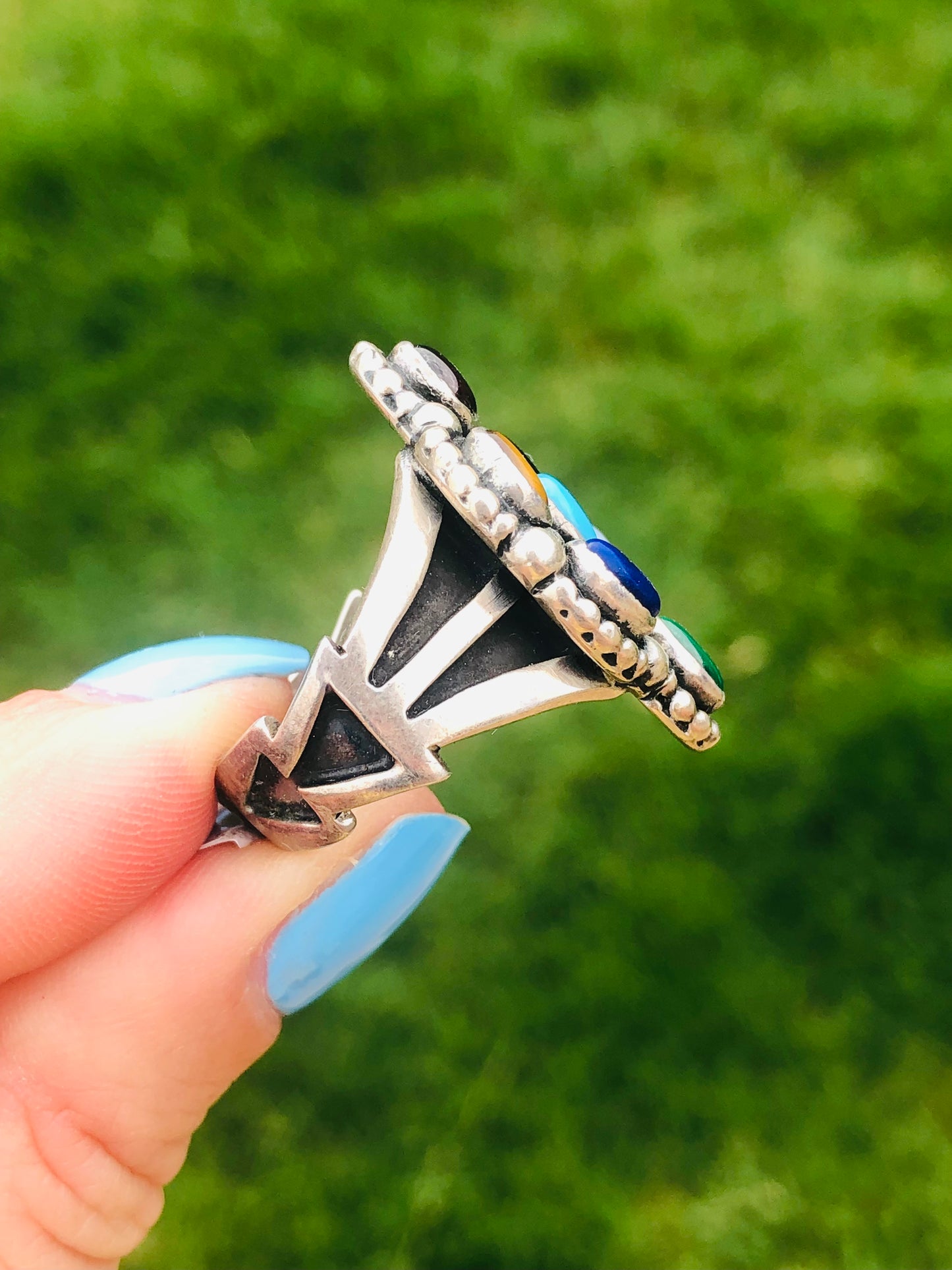 Awesome Vintage Sterling Silver Multi-Stone Ring