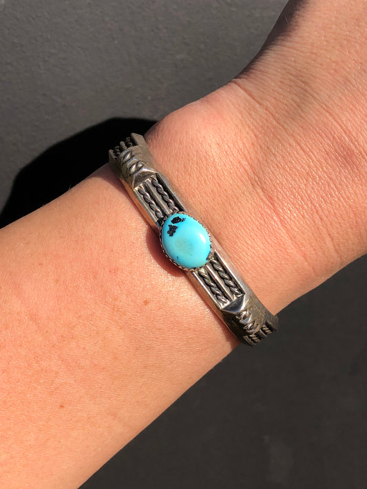 Vintage Sterling Turquoise Cuff Bracelet