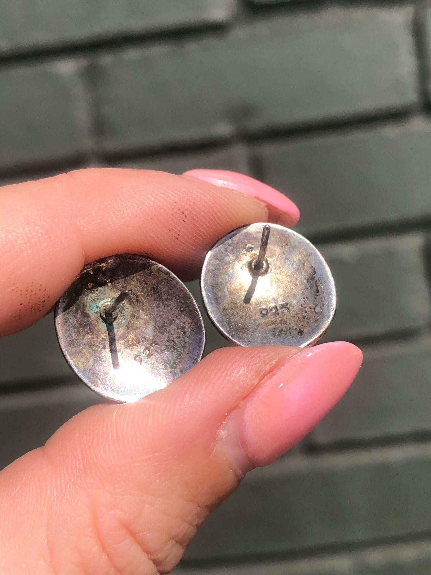 Sterling Malachite Stud Earrings
