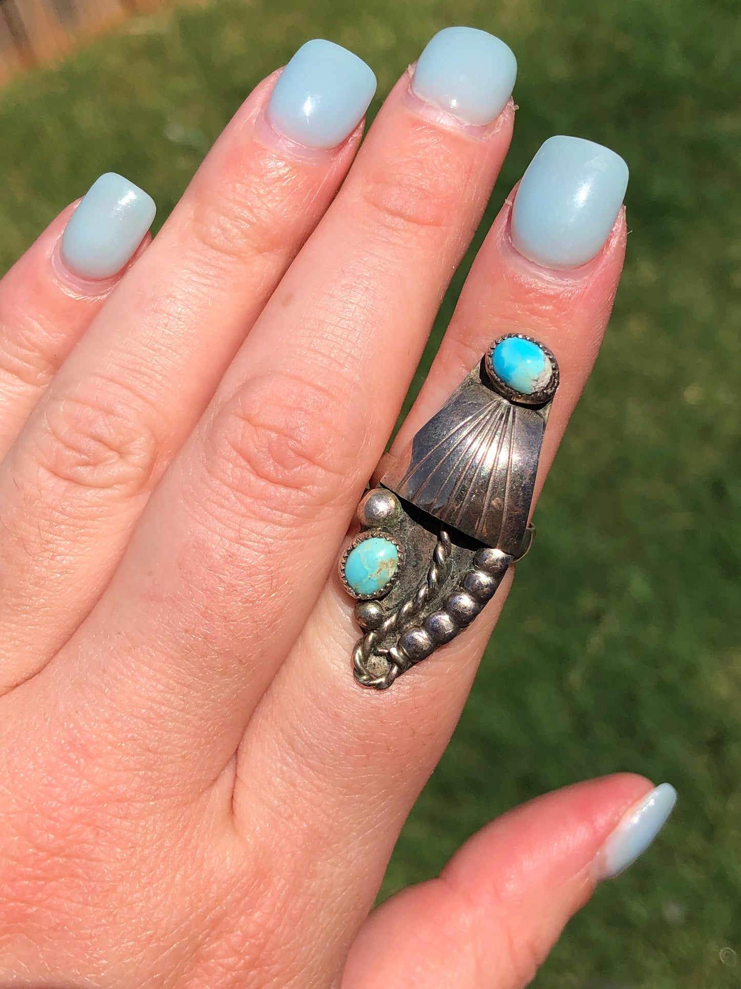 Vintage Handmade Sterling Silver Turquoise Ring