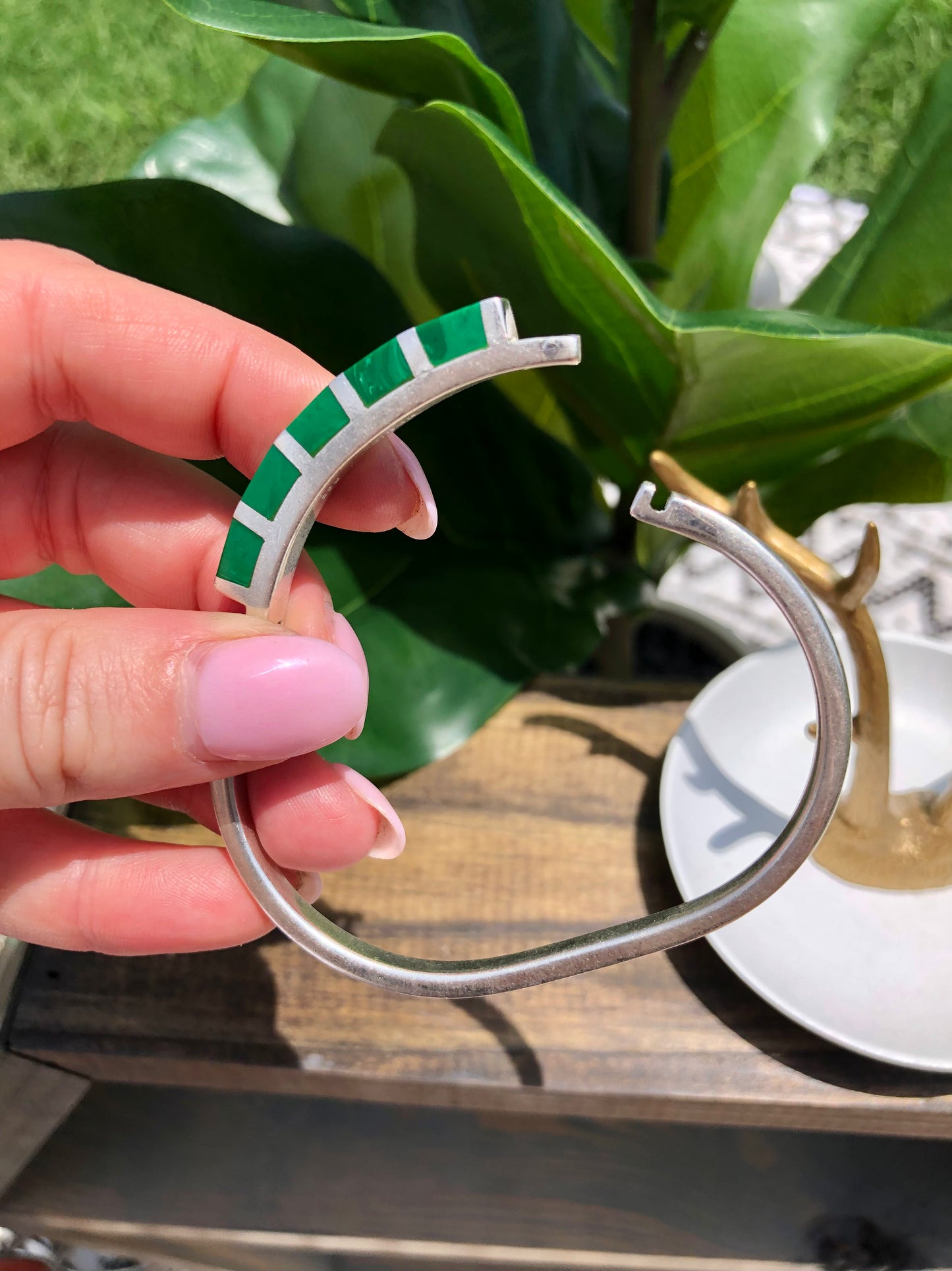 Sterling Silver Malachite Bracelet
